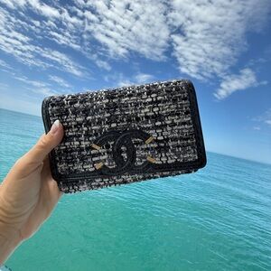 Chanel Tweed & Watersnake Quilted Wallet on Chain